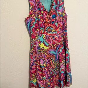 Lilly Pulitzer Vibrant Multicolor Paisley V-Neck Mini Dress